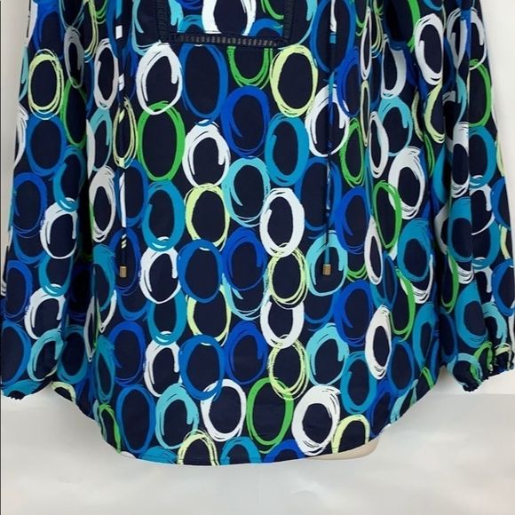 Pappagallo blue print tunic blouse - Picture 3 of 8